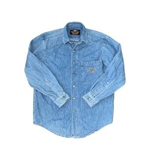 Harley Davidson Group Vintage 1983 Denim Casual Button Down‎ Shirt